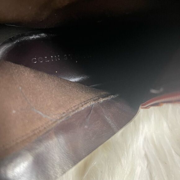 Colin Stuart leather Red Burgundy ankle boots 3”heels silver tone accent SZ11 - Picture 11 of 12